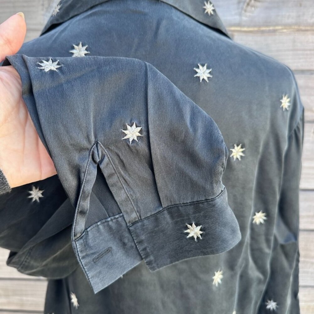 Vintage Ishyu Silk Embroidered Star Blouse - S/10 - Picture 6 of 8
